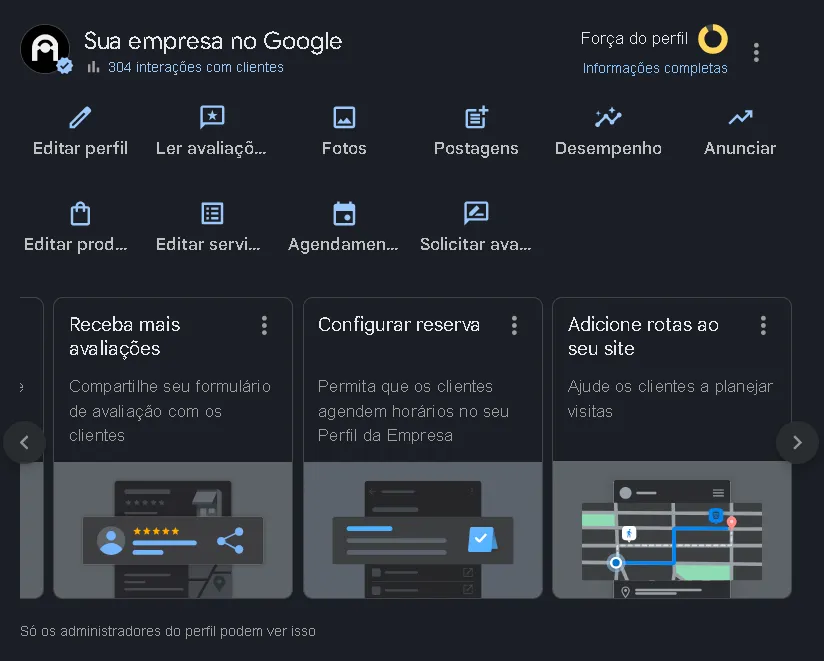 Painel Google Empresa gerenciado pela ATIVO ONLINE Assessoria de marketing digital
