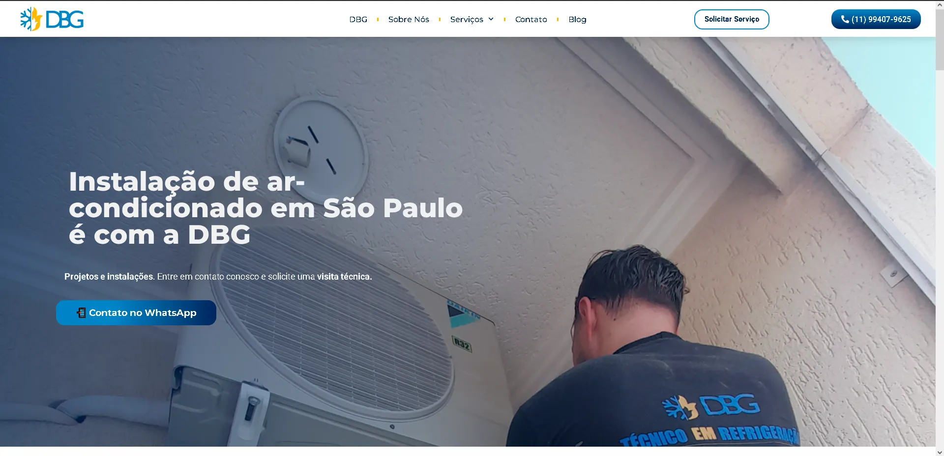 Seção principal da landing page DBG feita pela Assossoria Ativo Online